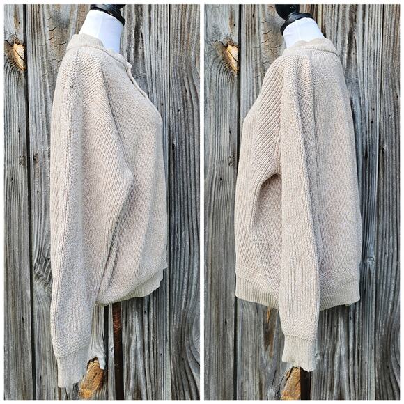 Henley Sweater Cabela's Size XL Tan Knit 1/4 Button Men's Pullover Fisherman - Picture 2 of 8